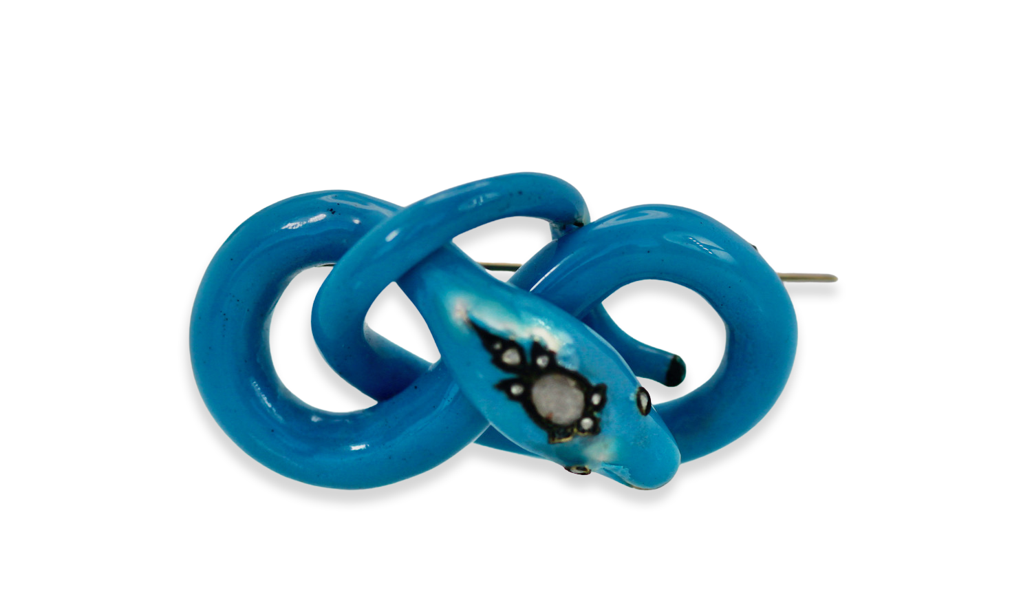 Victorian Enamel Diamond head Snake Brooch
