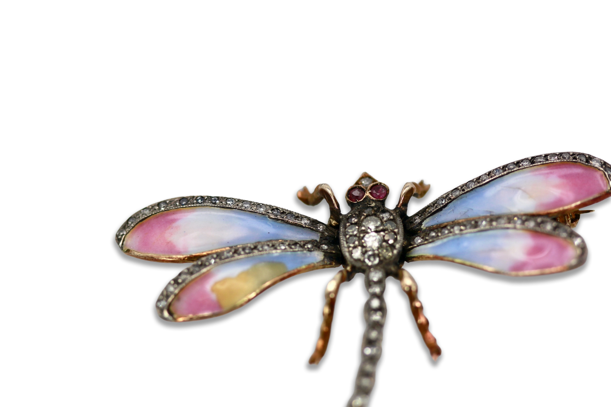 Gold butterfly with enamel

