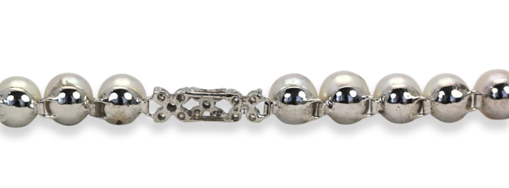 Estate Akoya Pearl Bracelet With Diamonds