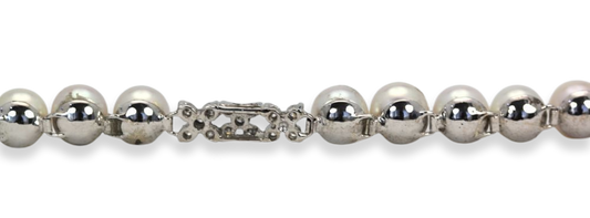 Estate Akoya Pearl Bracelet With Diamonds