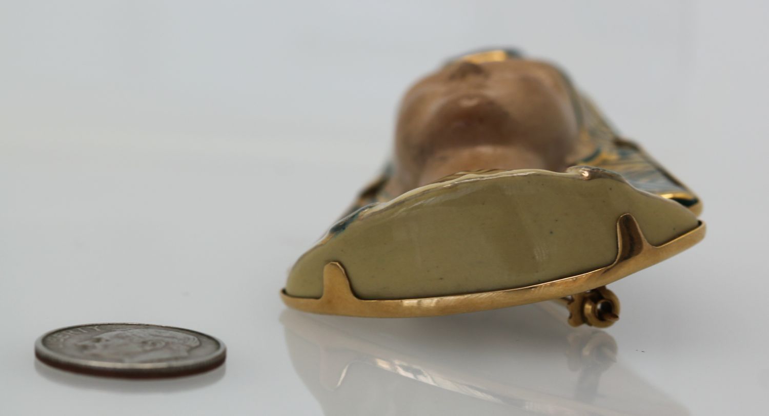 Huge Egyptian Revival Pharaoh Brooch 18K