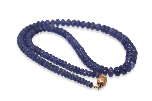 Blue Tanzanite Cabochon Beaded Necklace
