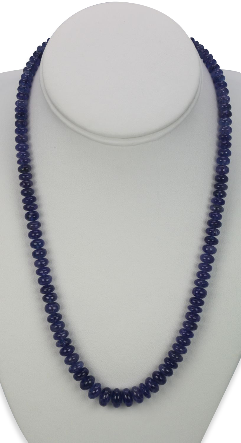 Blue Tanzanite Cabochon Beaded Necklace