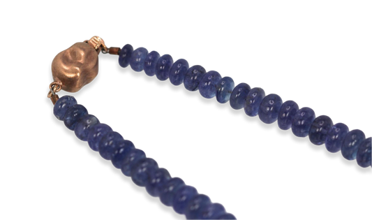 Blue Tanzanite Cabochon Beaded Necklace