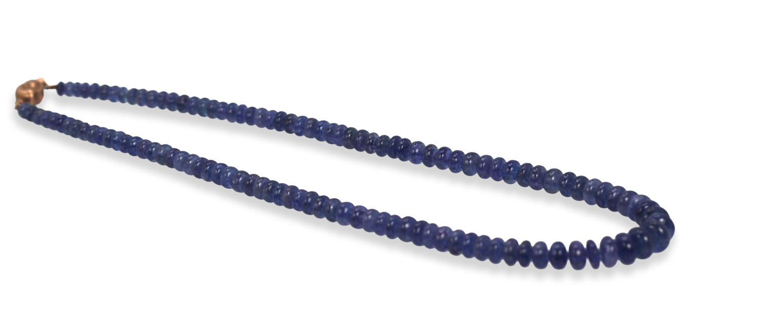 Blue Tanzanite Cabochon Beaded Necklace