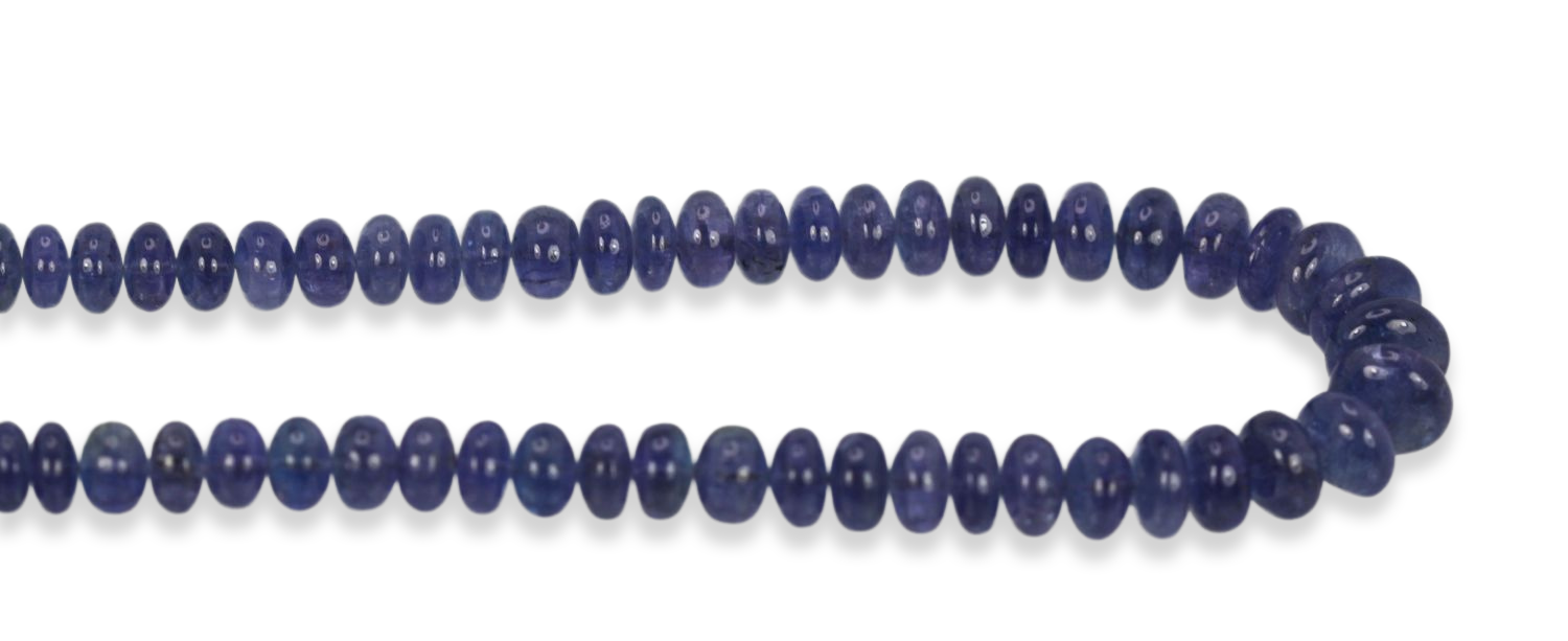 Blue Tanzanite Cabochon Beaded Necklace
