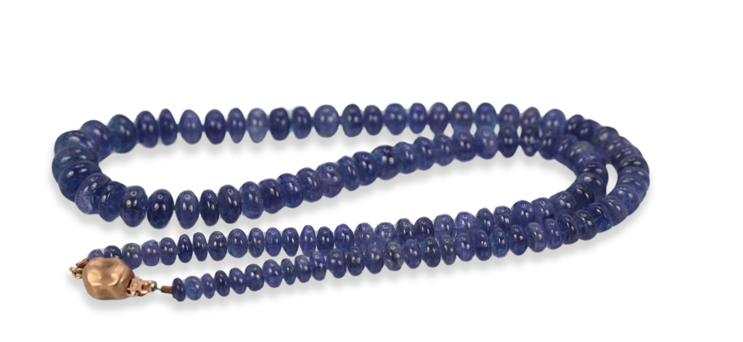 Blue Tanzanite Cabochon Beaded Necklace