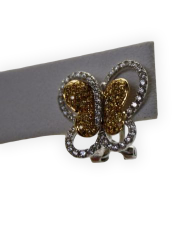 Yellow & White Diamond Butterfly Earrings