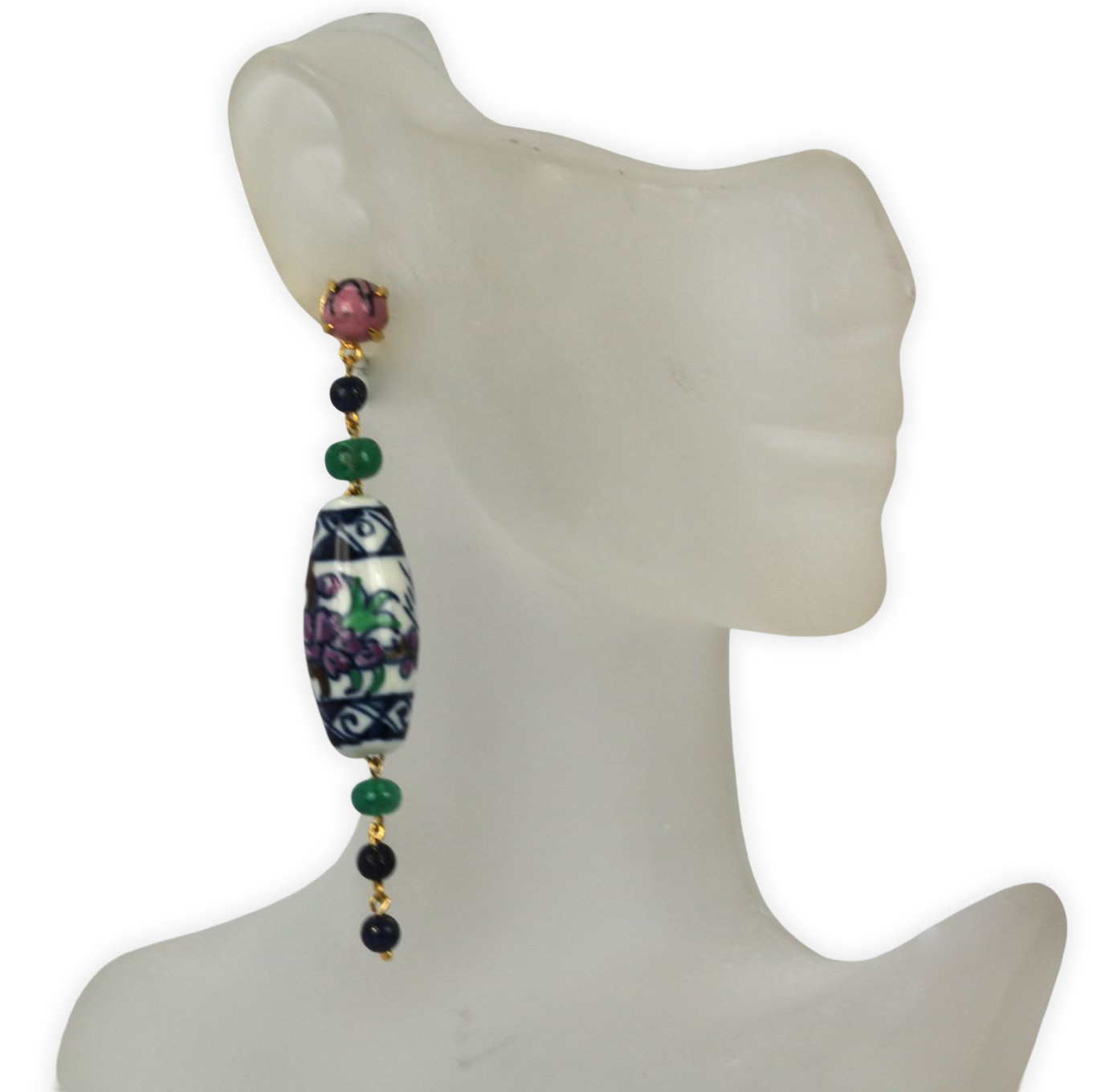 Rhodolite ceramic drop earrings