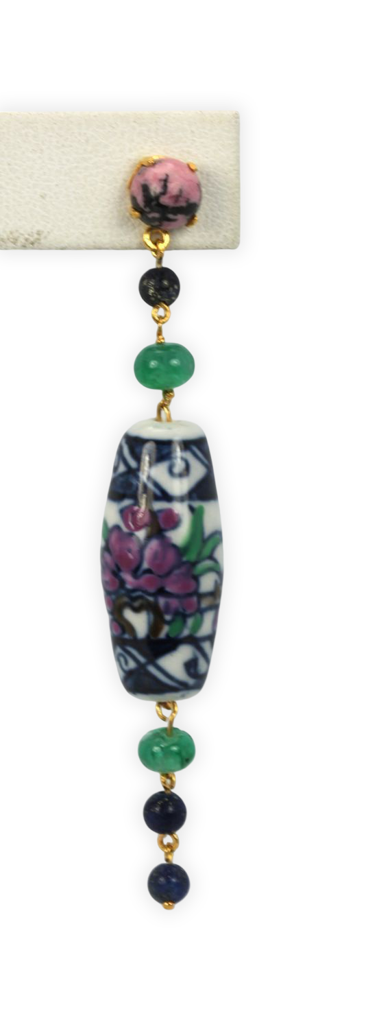 Ceramic earrings with mixed gems