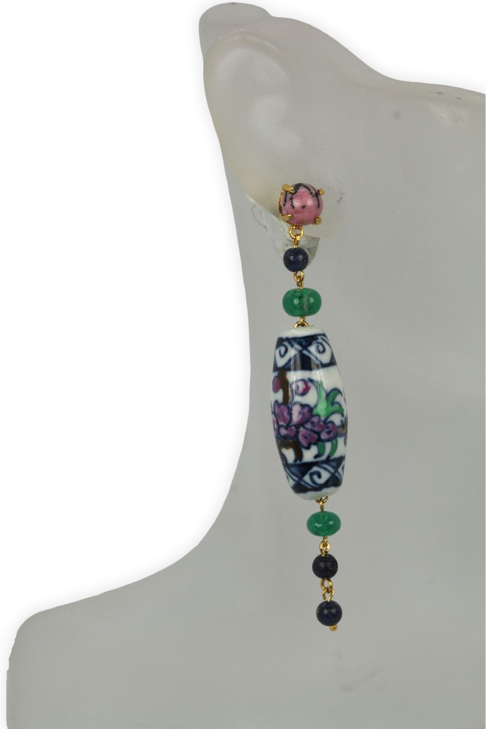 Drop earrings with emerald and sapphire