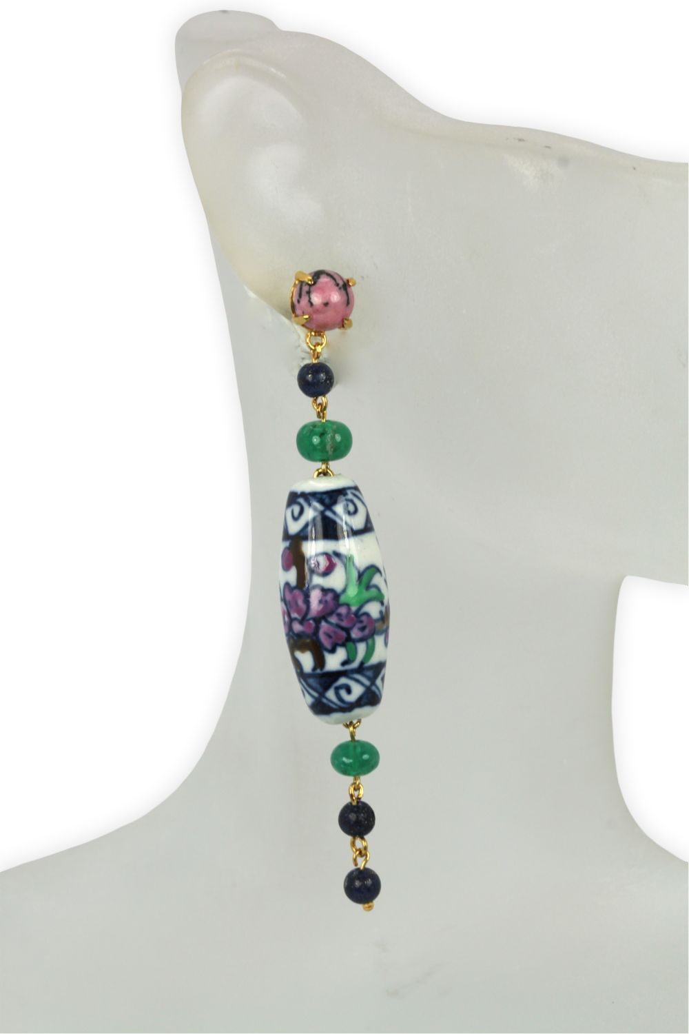 Drop earrings with emerald and sapphire
