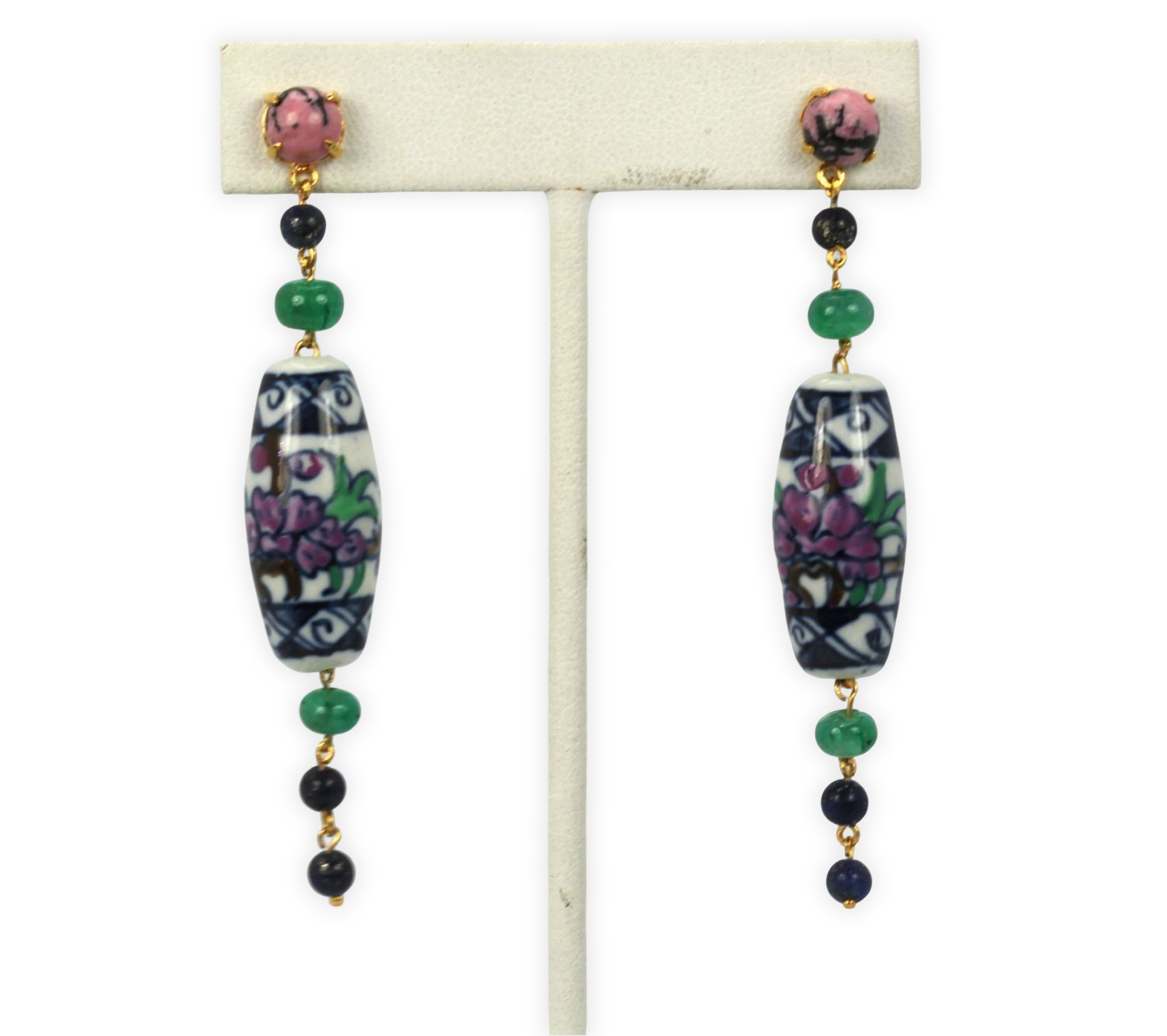 Drop earrings with emerald and sapphire