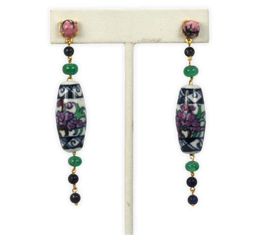 Drop earrings with emerald and sapphire