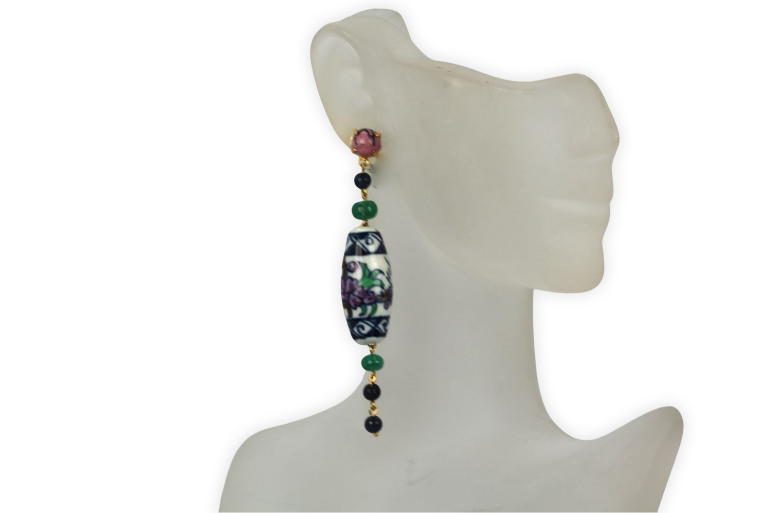 Ceramic earrings with mixed gems
