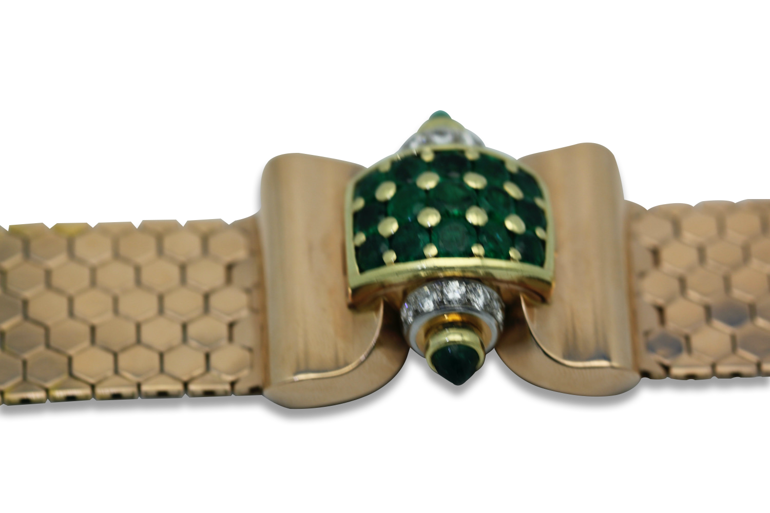 Retro Diamond Emerald Covered Wristwatch