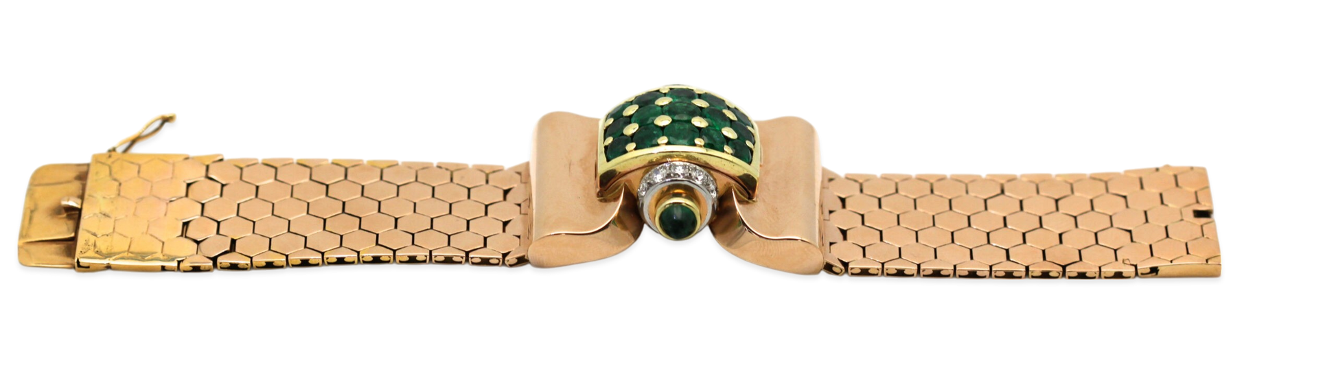 Retro Diamond Emerald Covered Wristwatch