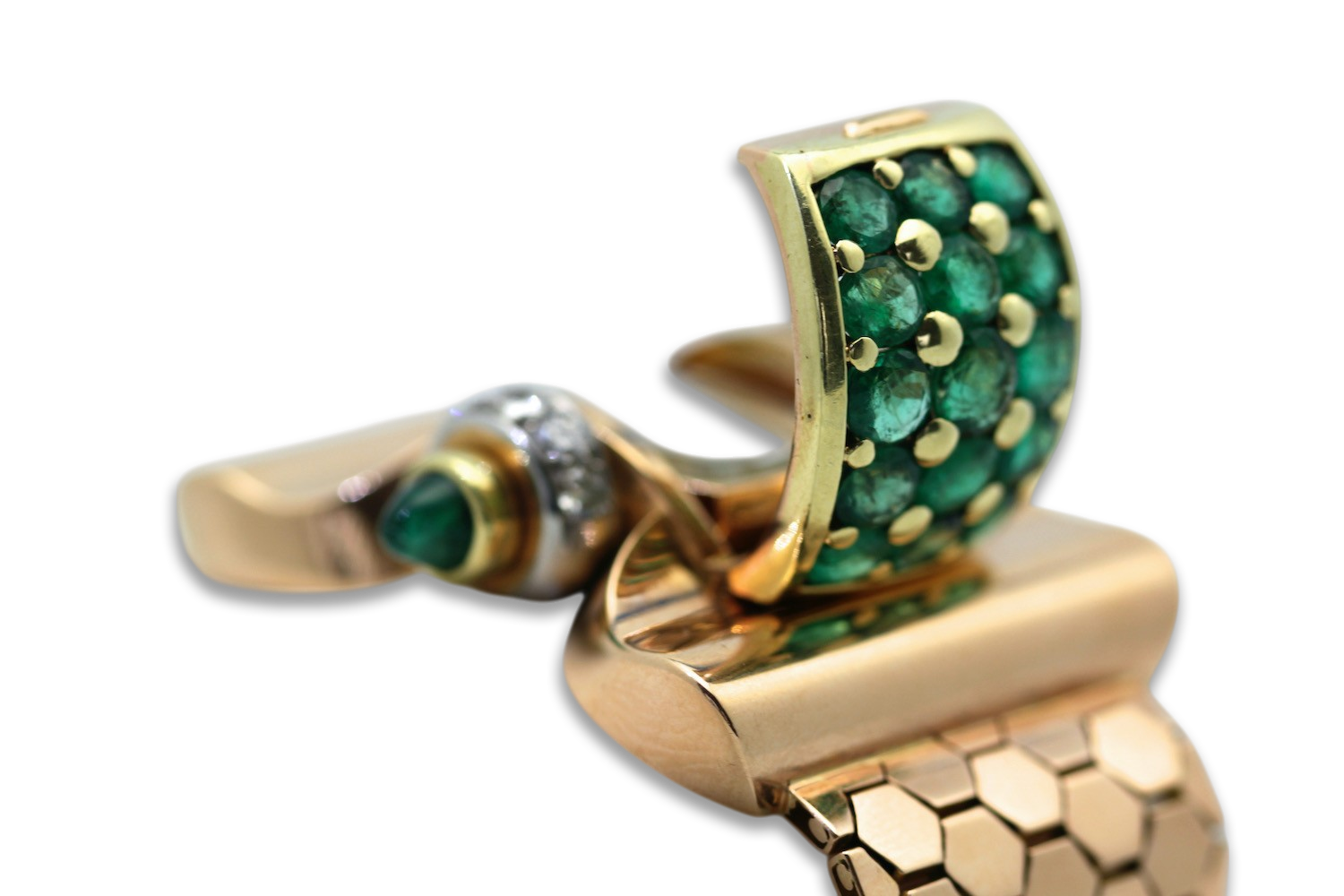 Retro Diamond Emerald Covered Wristwatch