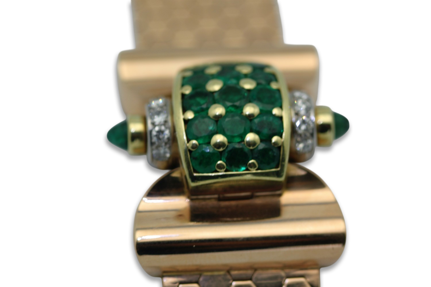 Retro Diamond Emerald Covered Wristwatch