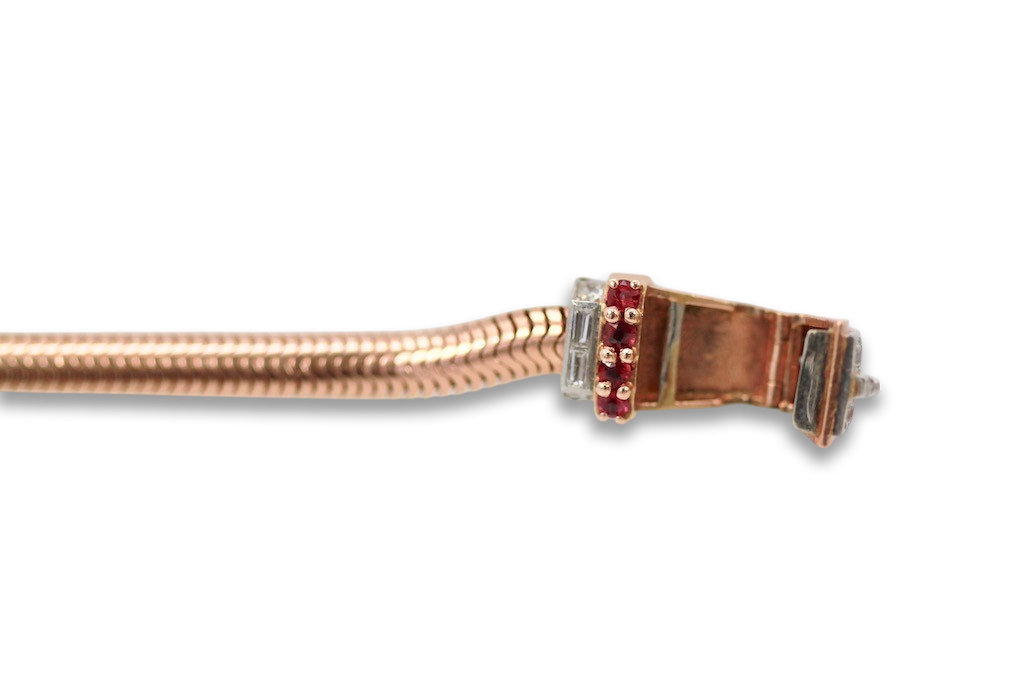 Retro 14 Karat Ruby Diamond Watch