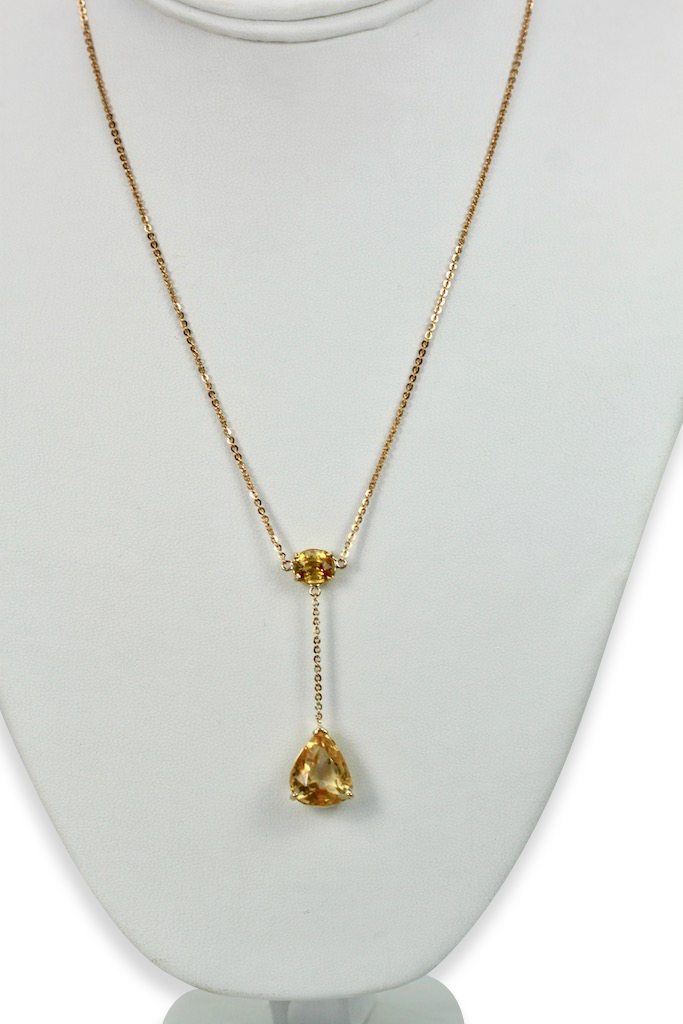 Citrine Double Drop Necklace in 18K Gold