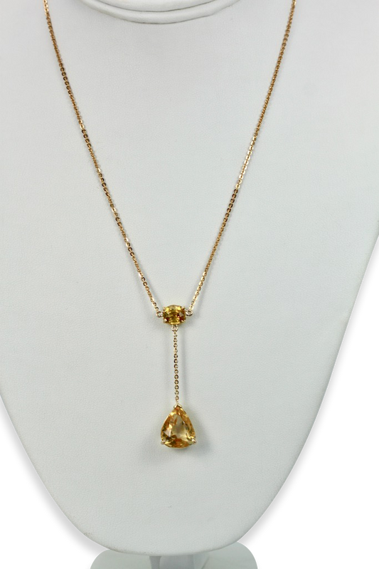 Citrine Double Drop Necklace in 18K Gold