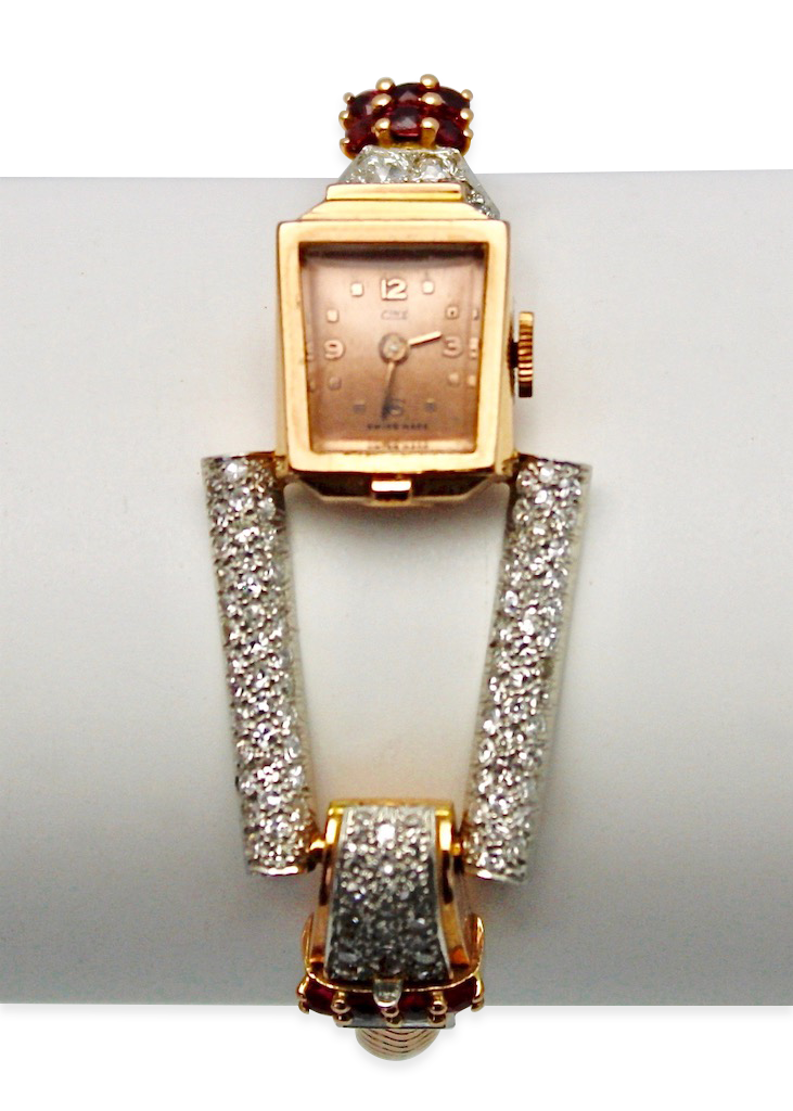 Retro 14 Karat Ruby Diamond Watch