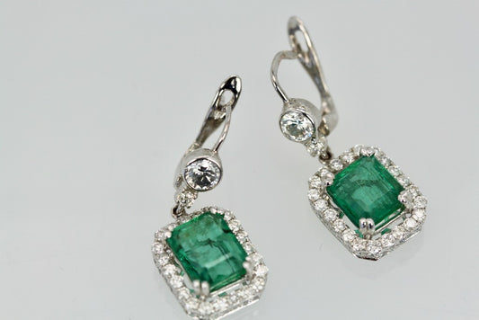 Emerald Diamond 18K Earrings