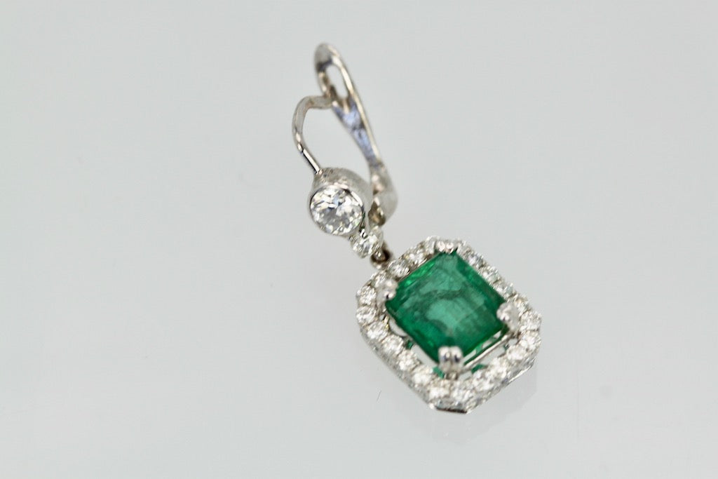 Emerald Diamond 18K Earrings