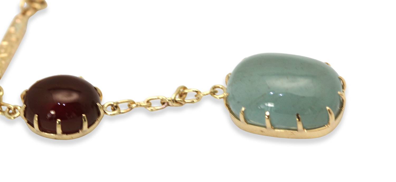 Blue Aquamarine Ruby Necklace