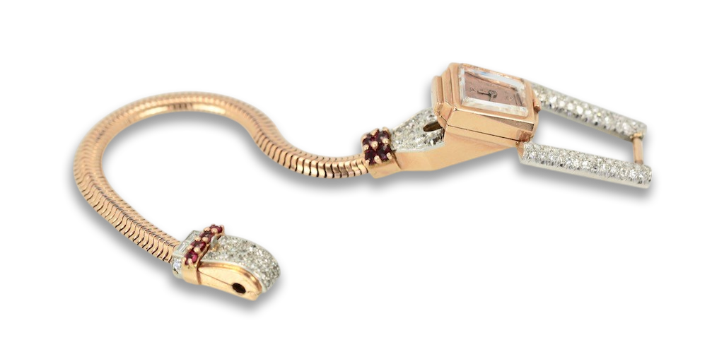 Retro 14 Karat Ruby Diamond Watch