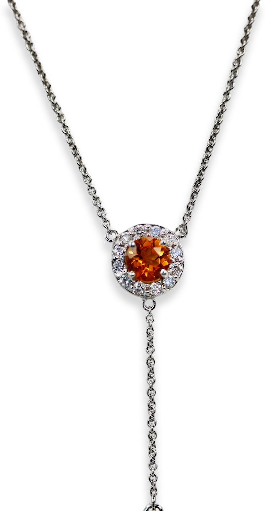 Mixed-cut citrine pendant with diamonds