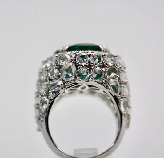 Large emerald and diamond ring