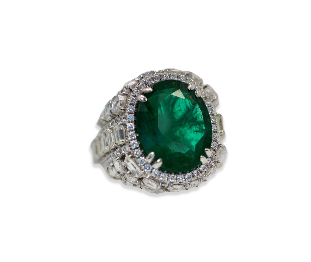 12.25 carat oval emerald ring