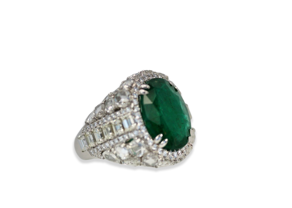 12.25 carat oval emerald ring