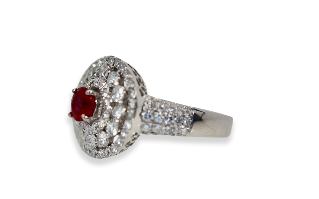 2 Carat Diamond Target Ring Ruby Center