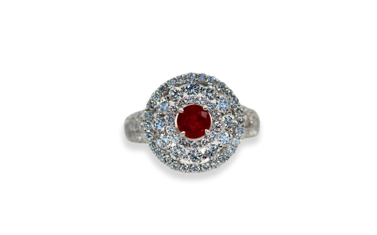 2 Carat Diamond Target Ring Ruby Center
