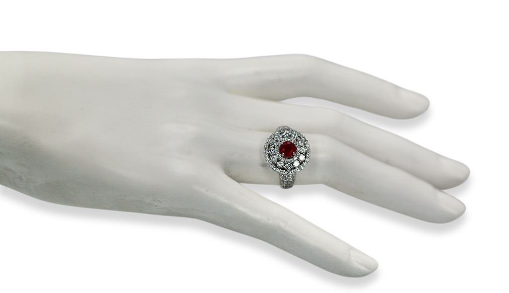 2 Carat Diamond Target Ring Ruby Center