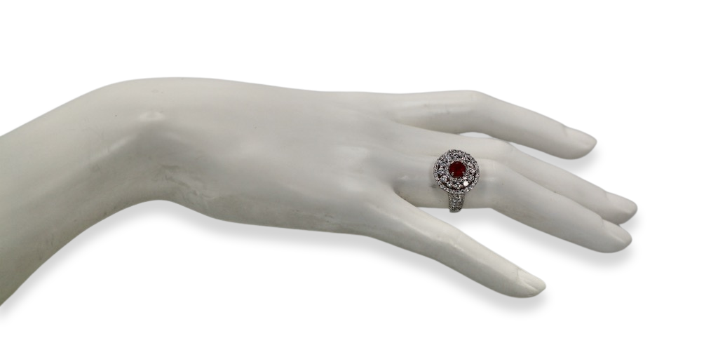 2 Carat Diamond Target Ring Ruby Center