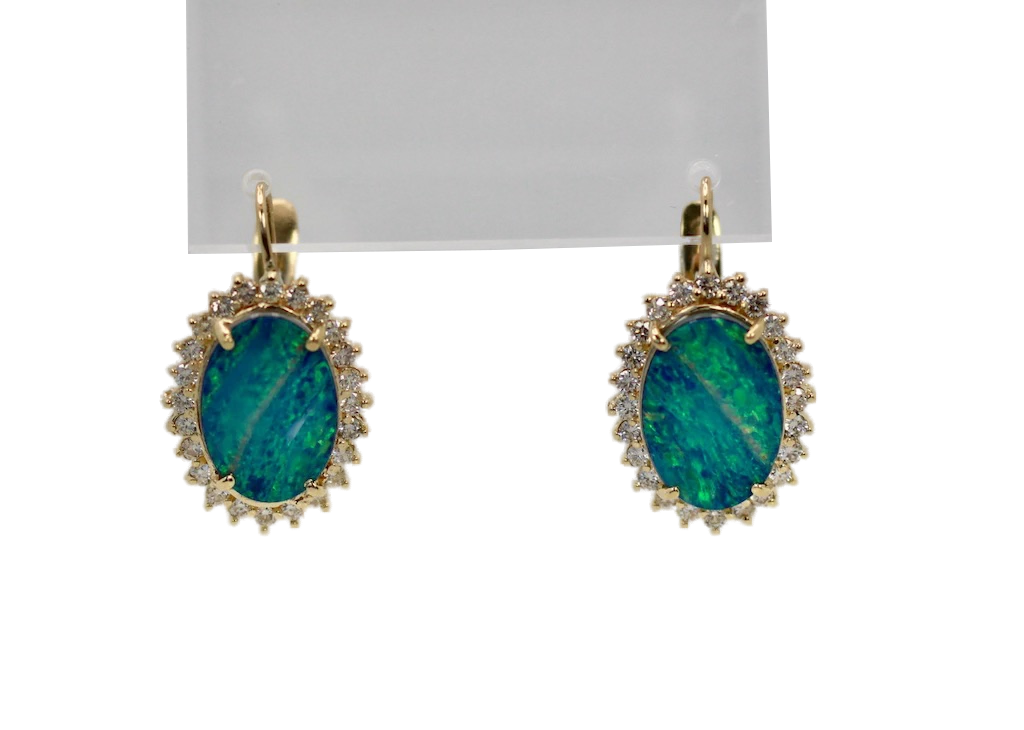 Black Opal Diamond Earrings