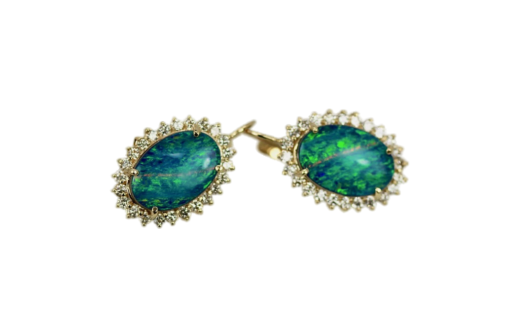 Black Opal Diamond Earrings