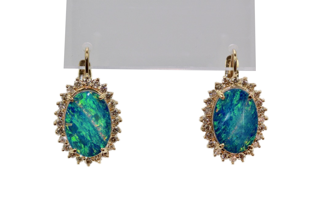 Black Opal Diamond Earrings