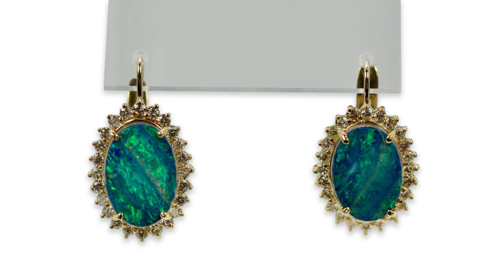 Black Opal Diamond Earrings
