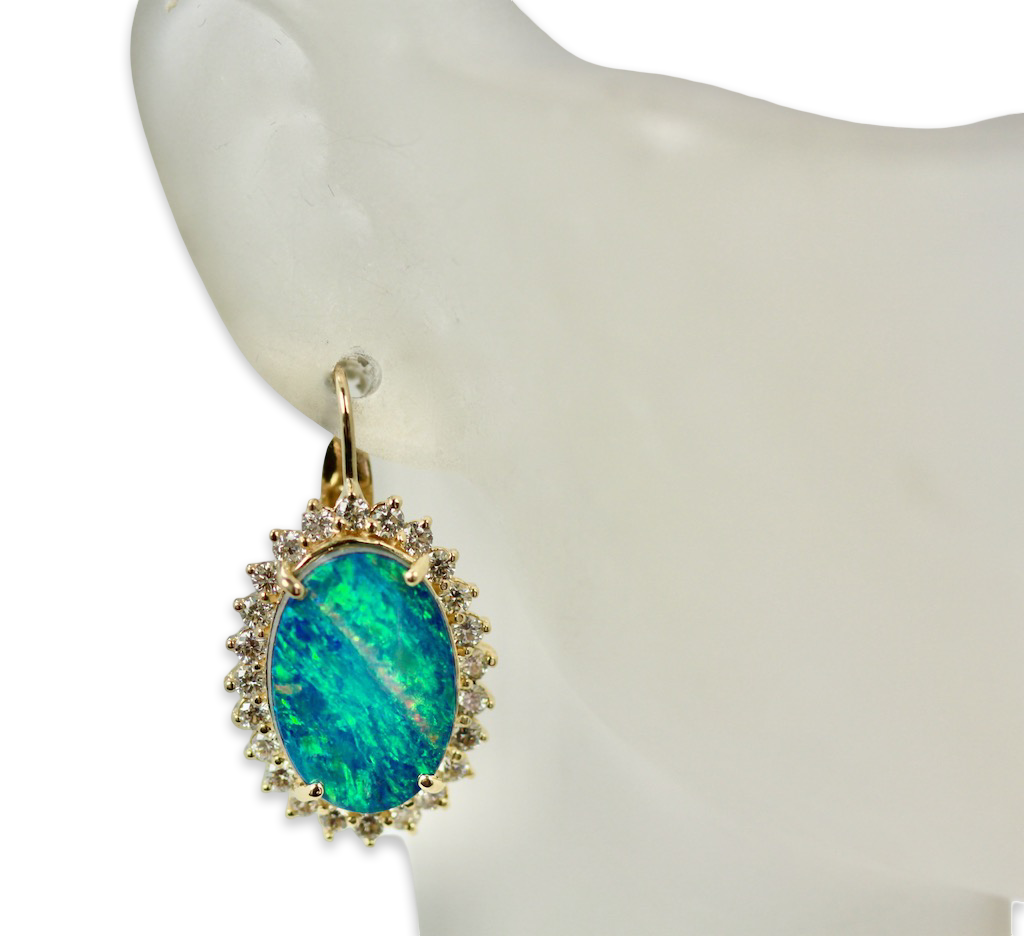 Black Opal Diamond Earrings