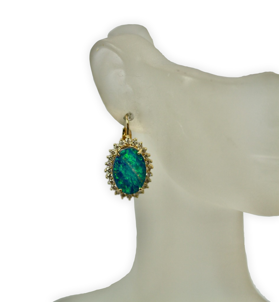 Black Opal Diamond Earrings