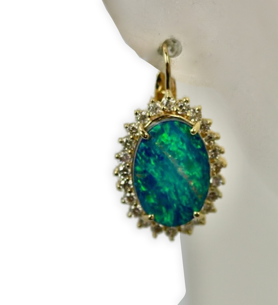 Black Opal Diamond Earrings