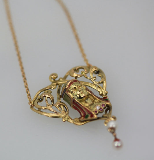 Egyptian Revival Enamel Necklace