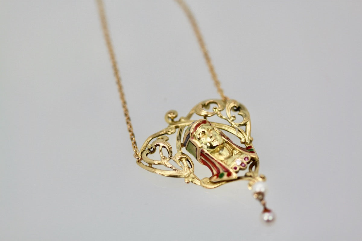 Egyptian Revival Enamel Necklace