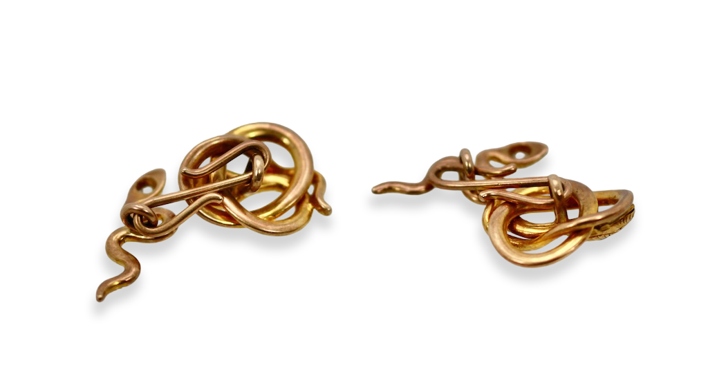Snake Serpent Cufflinks 14K Yellow Gold