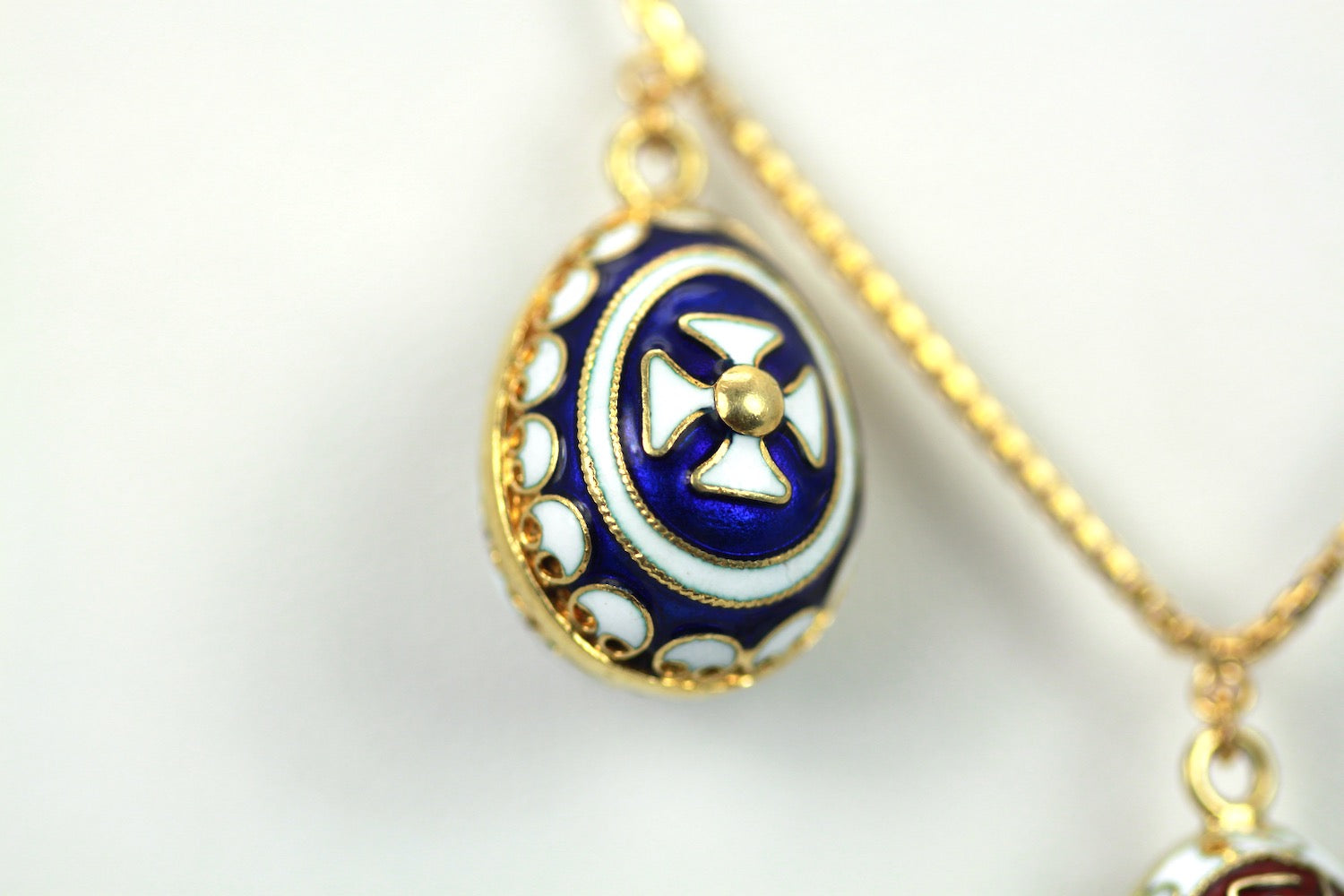 Colorful Enamel Eggs on 18K Yellow Gold Chain